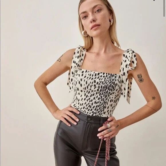 Reformation Tops - Reformation Women's Cream Black Cheetah Print Ellora Top Size 0 NWOT